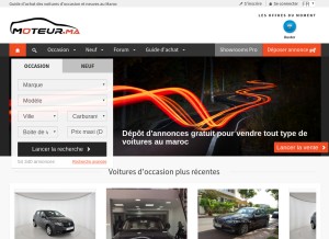 How moteur.ma looks like on a tablet such as an iPad.