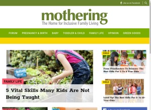 How mothering.com looks like on a tablet such as an iPad.