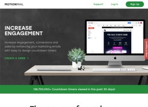 How motionmailapp.com looks like on a tablet such as an iPad.