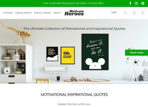 How motivateheroes.com looks like on a tablet such as an iPad.