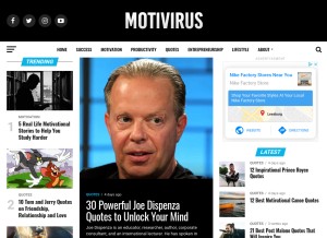How motivirus.com looks like on a tablet such as an iPad.