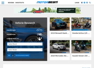 How motorbeam.com looks like on a tablet such as an iPad.