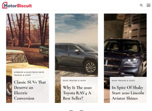 How motorbiscuit.com looks like on a tablet such as an iPad.