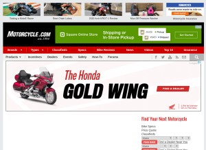 How motorcycle.com looks like on a tablet such as an iPad.