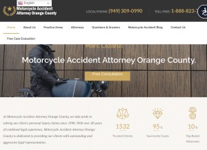How motorcycleaccidentattorneyoc.com looks like on a tablet such as an iPad.