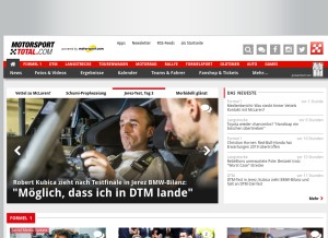 How motorsport-total.com looks like on a tablet such as an iPad.