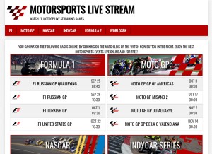 How motorsports-stream.com looks like on a tablet such as an iPad.