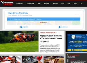 How motorsportweek.com looks like on a tablet such as an iPad.