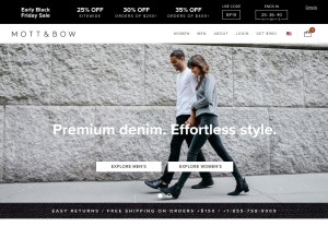 How mottandbow.com looks like on a tablet such as an iPad.