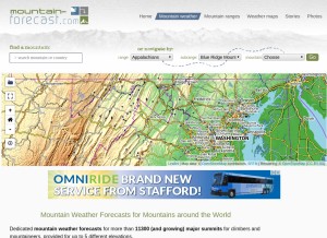 How mountain-forecast.com looks like on a tablet such as an iPad.