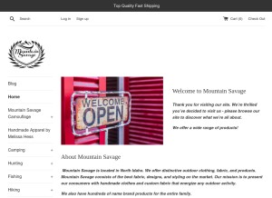 How mountain-savage.com looks like on a tablet such as an iPad.