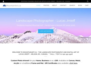 How mountainart.ca looks like on a tablet such as an iPad.