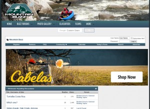 How mountainbuzz.com looks like on a tablet such as an iPad.