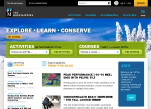 How mountaineers.org looks like on a tablet such as an iPad.
