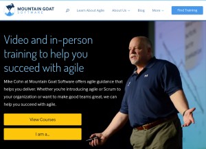 How mountaingoatsoftware.com looks like on a tablet such as an iPad.