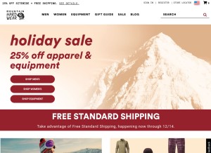 How mountainhardwear.com looks like on a tablet such as an iPad.