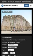 How mountainproject.com looks like on a mobile device such as an iPhone.