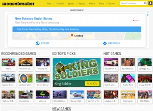 How mousebreaker.com looks like on a tablet such as an iPad.