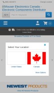 How mouser.ca looks like on a mobile device such as an iPhone.