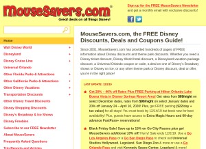 How mousesavers.com looks like on a tablet such as an iPad.