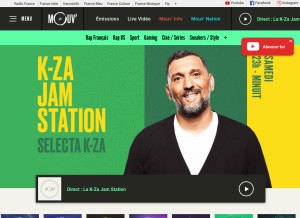 How mouv.fr looks like on a tablet such as an iPad.