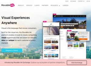 How movableink.com looks like on a tablet such as an iPad.
