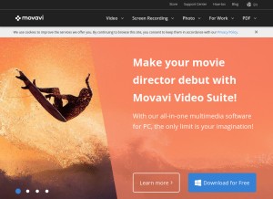 How movavi.com looks like on a tablet such as an iPad.