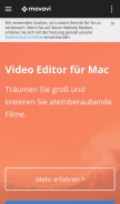 How movavi.de looks like on a mobile device such as an iPhone.