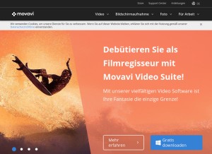 How movavi.de looks like on a tablet such as an iPad.