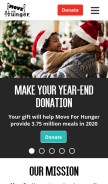How moveforhunger.org looks like on a mobile device such as an iPhone.