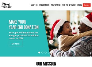 How moveforhunger.org looks like on a tablet such as an iPad.