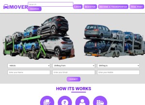 How moverscar.in looks like on a tablet such as an iPad.