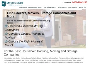How moversfolder.com looks like on a tablet such as an iPad.