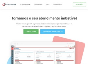 How movidesk.com looks like on a tablet such as an iPad.