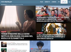 How movieplayer.it looks like on a tablet such as an iPad.