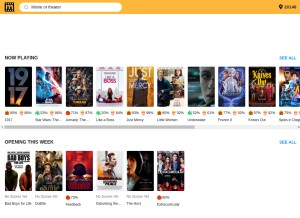How movietickets.com looks like on a tablet such as an iPad.