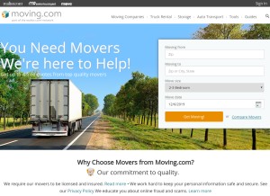 How moving.com looks like on a tablet such as an iPad.