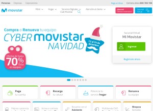 How movistar.cl looks like on a tablet such as an iPad.