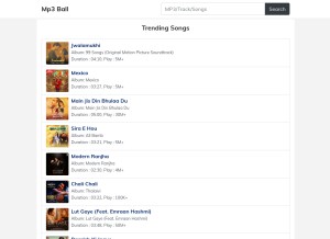 How mp3ball.xyz looks like on a tablet such as an iPad.