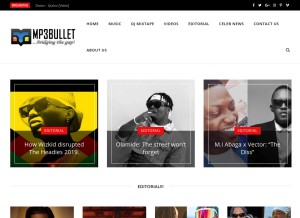 How mp3bullet.ng looks like on a tablet such as an iPad.