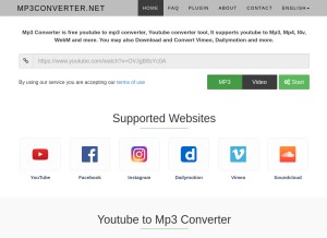 How mp3converter.net looks like on a tablet such as an iPad.