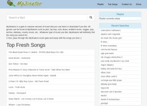 How mp3inators.info looks like on a tablet such as an iPad.