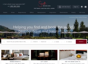 How mrandmrssmith.com looks like on a tablet such as an iPad.