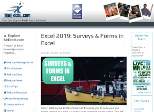 How mrexcel.com looks like on a tablet such as an iPad.