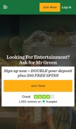 How mrgreen.com looks like on a mobile device such as an iPhone.