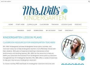 How mrswillskindergarten.com looks like on a tablet such as an iPad.