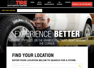 How mrtire.com looks like on a tablet such as an iPad.