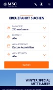 How msc-kreuzfahrten.de looks like on a mobile device such as an iPhone.
