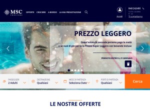 How msccrociere.it looks like on a tablet such as an iPad.