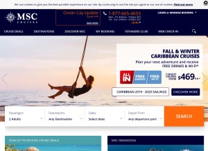 How msccruises.com looks like on a tablet such as an iPad.